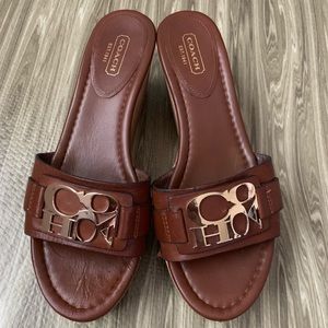 Coach Leather and Cork Wedge Sandals Size 7.5